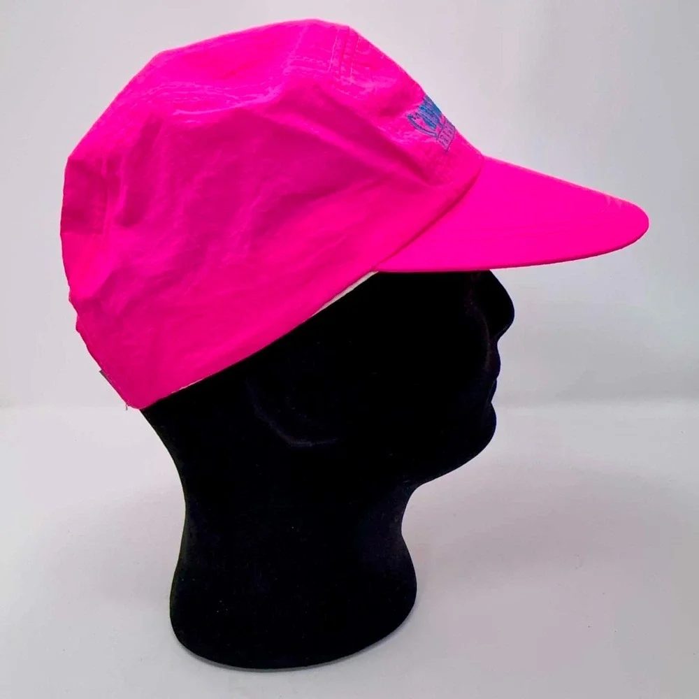 VTG Captain Morgan Neon Pink Spellout Camp Hat 80s 90s Nylon Taiwan OFSA Retro